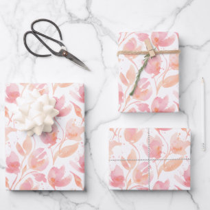 Abstract Watercolor Pattern in Peach and Pink Wrapping Paper Sheet