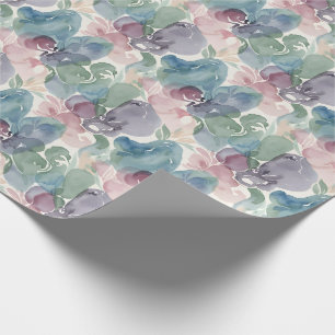 Abstract Watercolor Pattern Teal Mauve Pink Wrapping Paper