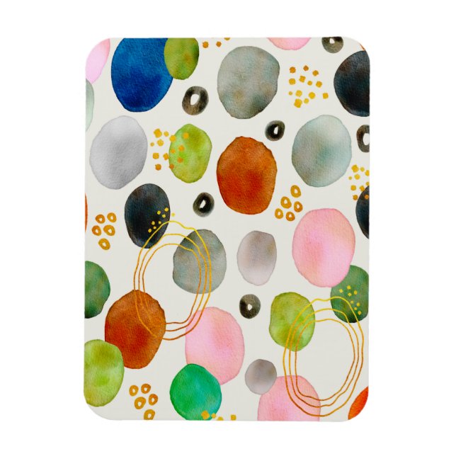 Abstract Watercolor Pebble Gold Glitter Art Magnet (Vertical)