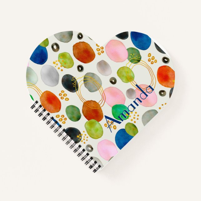 Abstract Watercolor Pebble Gold Glitter Art Notebook (Front)