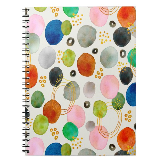 Abstract Watercolor Pebble Gold Glitter Art Notebook (Front)