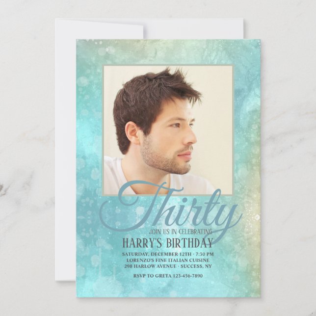 Abstract Watercolor Photo Invitation (Front)