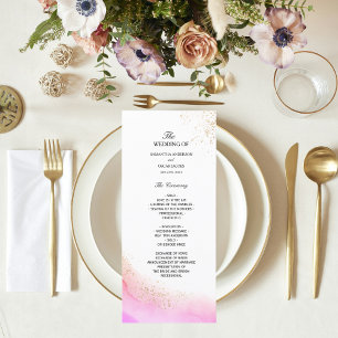Abstract Watercolor Pink Brush Strokes & Gold   Menu