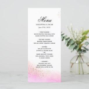 Abstract Watercolor Pink Brush Strokes & Gold Menu