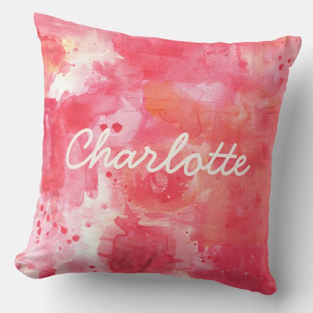 Abstract Watercolor Pink Custom Name Cushion (Creator Uploaded)