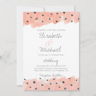Abstract Watercolor Pink Dots Pattern Invitation