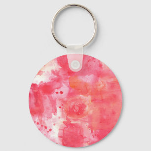 Abstract Watercolor Pink Key Ring