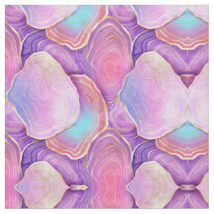 Abstract watercolor pink teal gold lavender agate fabric