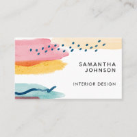 Abstract Watercolor Pink Yellow Blue Design