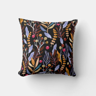 Abstract Watercolor Plants Herbs Pattern Cushion