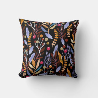 Abstract Watercolor Plants Herbs Pattern Cushion