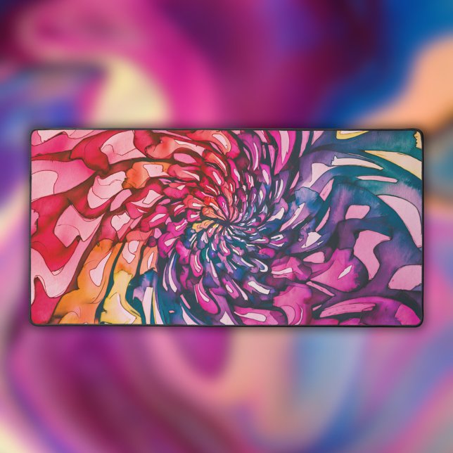 Abstract Watercolor Psychedelic Intricate Patterns Desk Mat (Creator Uploaded)