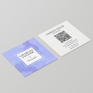 Abstract Watercolor Purple Square Elegance Business Card