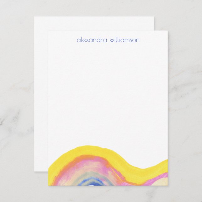Abstract Watercolor Rainbow Yellow Blue with Name Card (Front/Back)