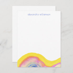 Abstract Watercolor Rainbow Yellow Blue with Name Card