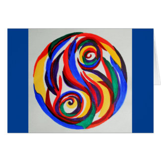 Abstract watercolor rainbow yin yang