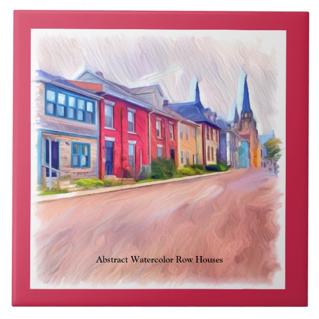 Abstract Watercolor Row Houses Tile (Front)