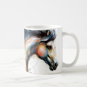 Abstract Watercolor Running Horse Coffee Mug