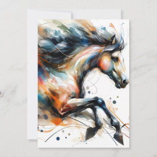 Abstract Watercolor Running Horse Holiday Card