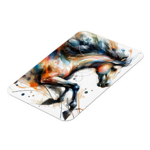 Abstract Watercolor Running Horse Magnet