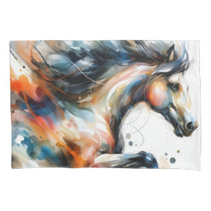 Abstract Watercolor Running Horse Pillowcase
