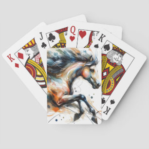 Abstract Watercolor Running Horse Playing Cards