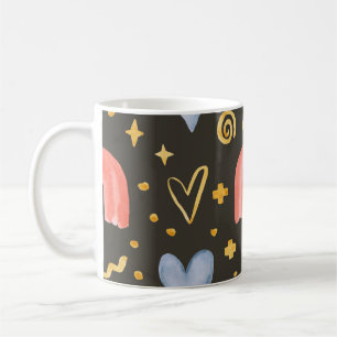Abstract watercolor seamless pattern, handdrawn il coffee mug