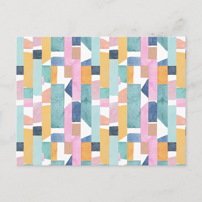 Abstract Watercolor Shape Pattern Holiday Postcard (Front)