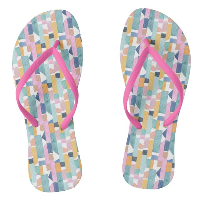 Abstract Watercolor Shape Pattern Jandals (Footbed)