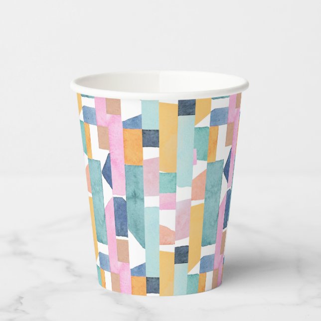 Abstract Watercolor Shape Pattern Paper Cups (Left)