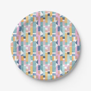 Abstract Watercolor Shape Pattern Paper Plate