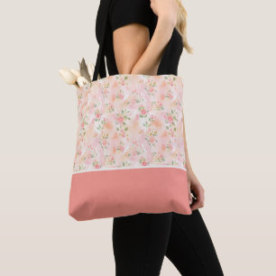 Abstract Watercolor Small Peach Pink Flowers Tote Bag