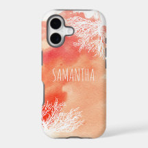 Abstract watercolor splash and coral reef trendy