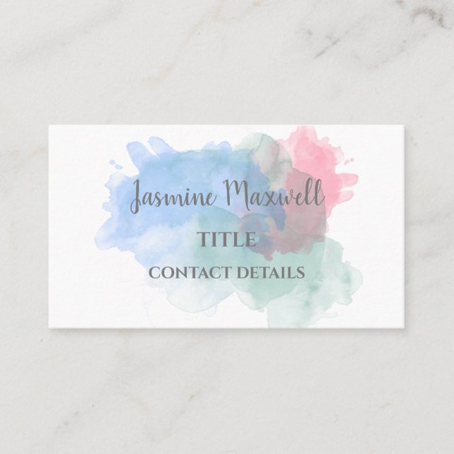 Abstract Watercolor Splash Modern Business Card (Front)