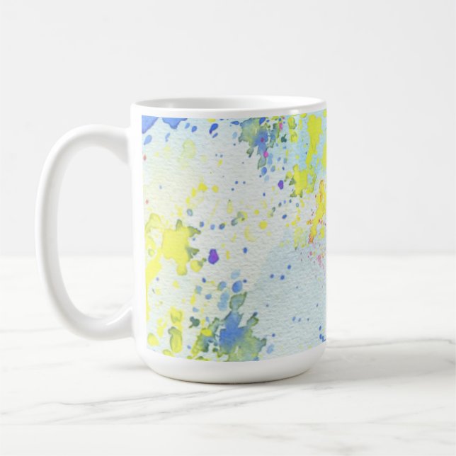 Abstract Watercolor Splash Pastel Art Design Coffee Mug (Left)