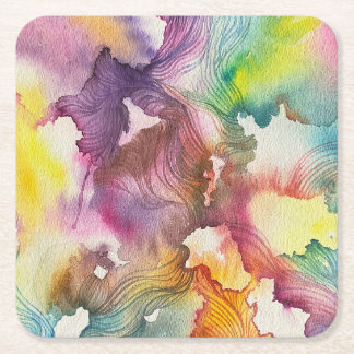Abstract Watercolor  Square Paper Coaster