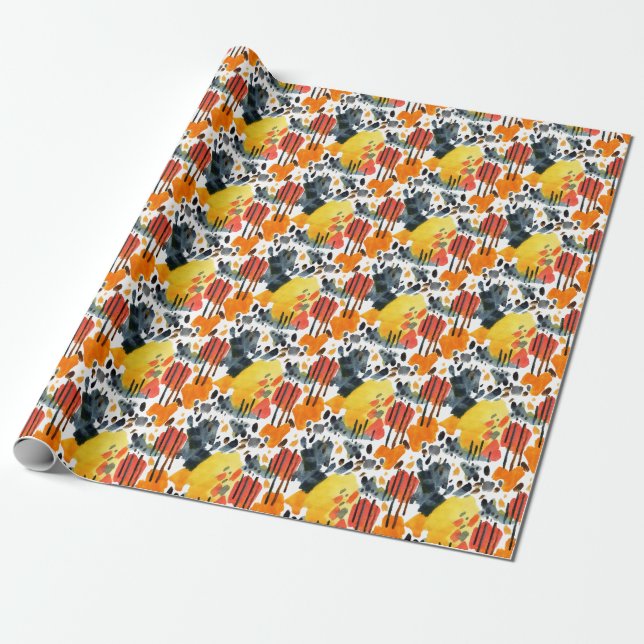 Abstract Watercolor Strokes Seamless Pattern Wrapping Paper (Unrolled)