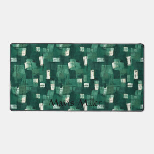 Abstract Watercolor Style, Emerald Green Palette Desk Mat