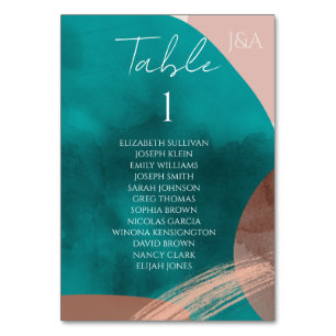 ABSTRACT WATERCOLOR Table Number Card