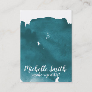 Abstract watercolor teal colour splash brush strok business card