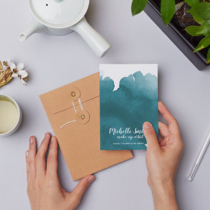 Abstract watercolor teal colour splash brush strok postcard