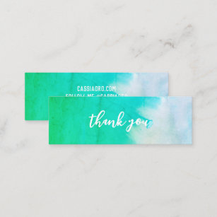 Abstract Watercolor Thank You Social Media Icons Mini Business Card