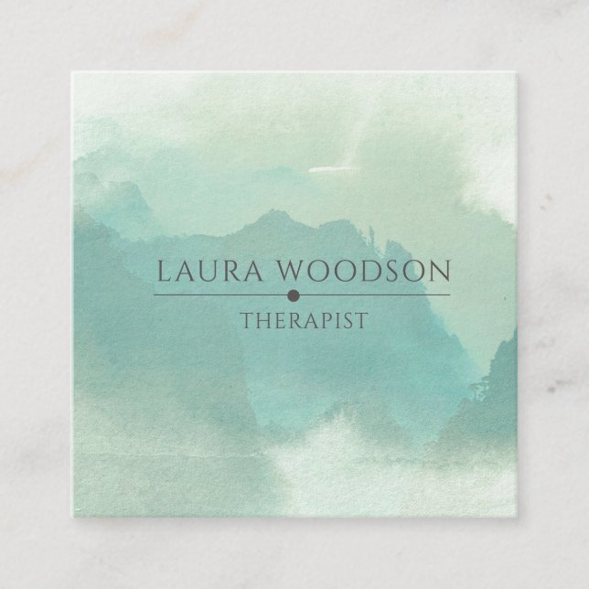 Abstract Watercolor Therapist Business Card (Front)