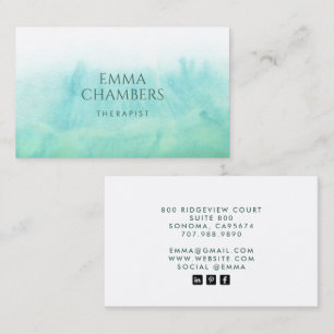 Abstract Watercolor Therapist Green Business Card