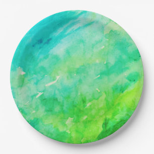 Abstract Watercolor Tie Dye Neon Paper Plate