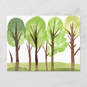 Abstract Watercolor Trees and Tree Branches  Postcard