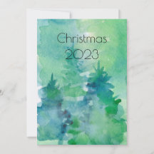 Abstract Watercolor Trees Holiday Christmas Modern