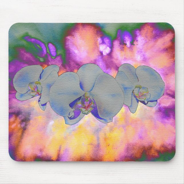  Abstract watercolor tropical floral orchids Mouse Pad (Front)