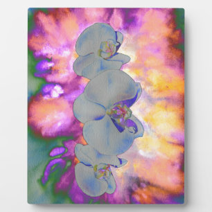 Abstract watercolor tropical floral orchids Plaque