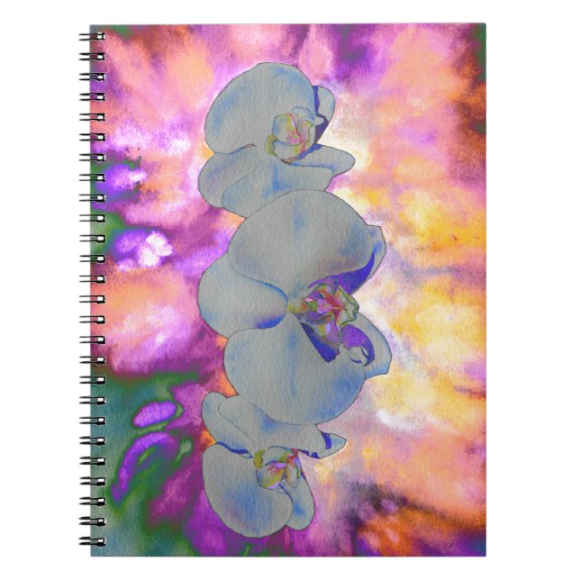  Abstract watercolor tropical floral orchids Spiral Notebook (Front)